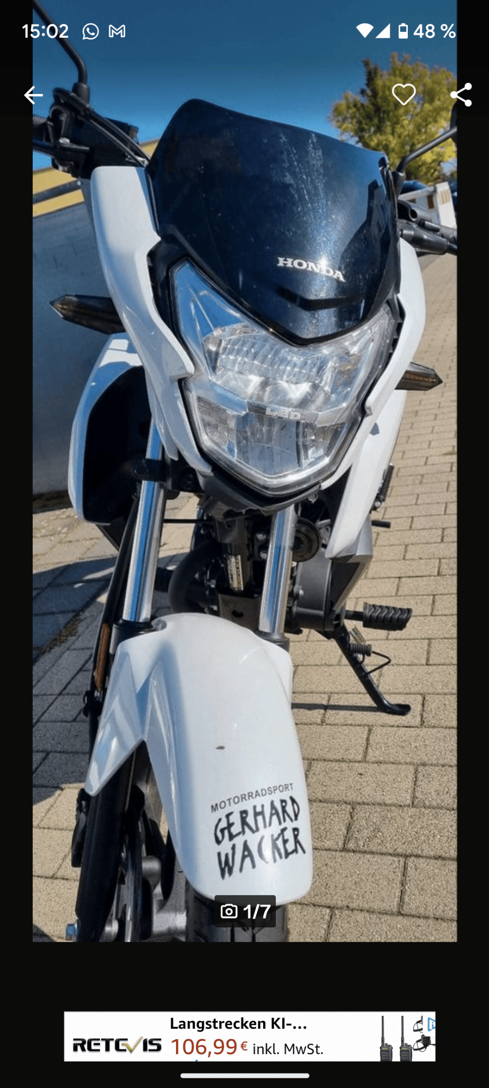 Motorrad verkaufen Honda CB 125 f Ankauf